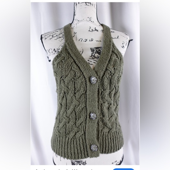 Anthropologie Women's Knitted Vest Size Small Button Up V-Neck - Picture 2 of 6